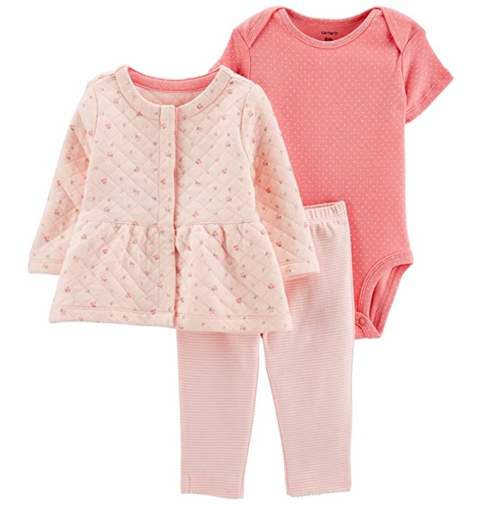 BG / 24M / Set / 3-Piece Quilted Little Jacket Set / Pink and Ivory / Carter's 