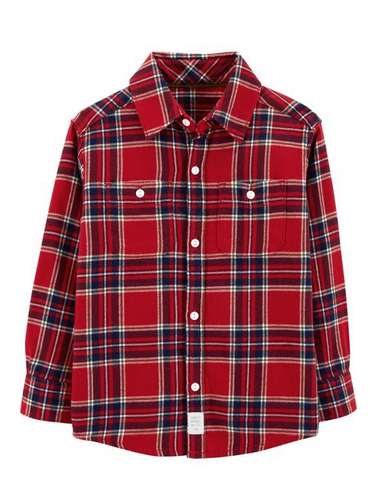 TB / 2T / Shirt / Red  / Plaid Twill Button-Front Shirt / 243H912 / Carter's