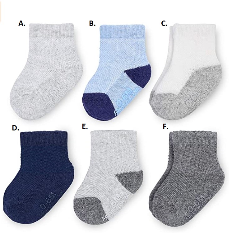 BB/ Acc / 0-6M /Calcetines antideslizante / Fruit of the Loom (VENTA INDIVIDUAL)
