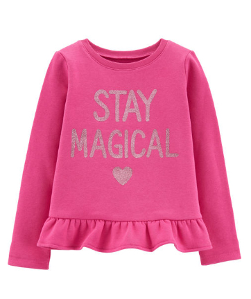 BG / 12M / Pink  / Glitter Stay Magical Fleece Top / 235H689 / Carter's