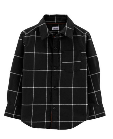 BB / 12M / Shirt / Checkered Twill Button-Front / Black / 225H904 / Carter's