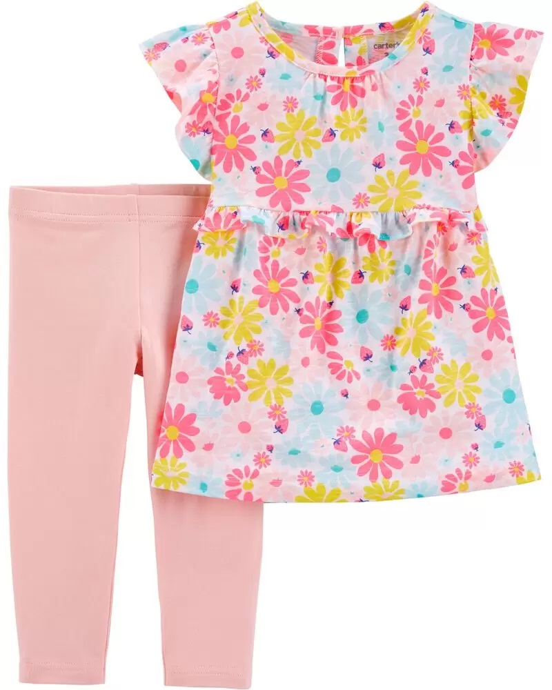 [2H328110] TG / 3T / Set / 2-Piece Floral Ruffle Top & Legging Set / Multi / Carter's