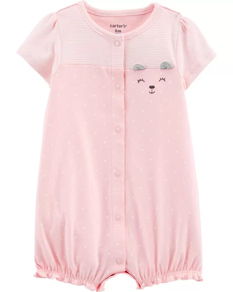 [1H513710] BG / 3M / Romper / Bear Snap-Up Romper / Pink / Carter's