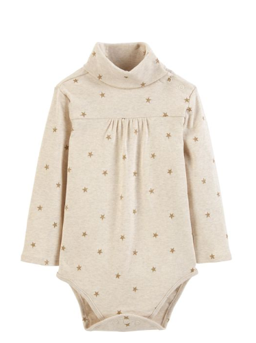 [14650917] BG / 12M / Bodysuits / Cream, Gold  / Star Turtleneck Bodysuit / 14650917 / OshKosh