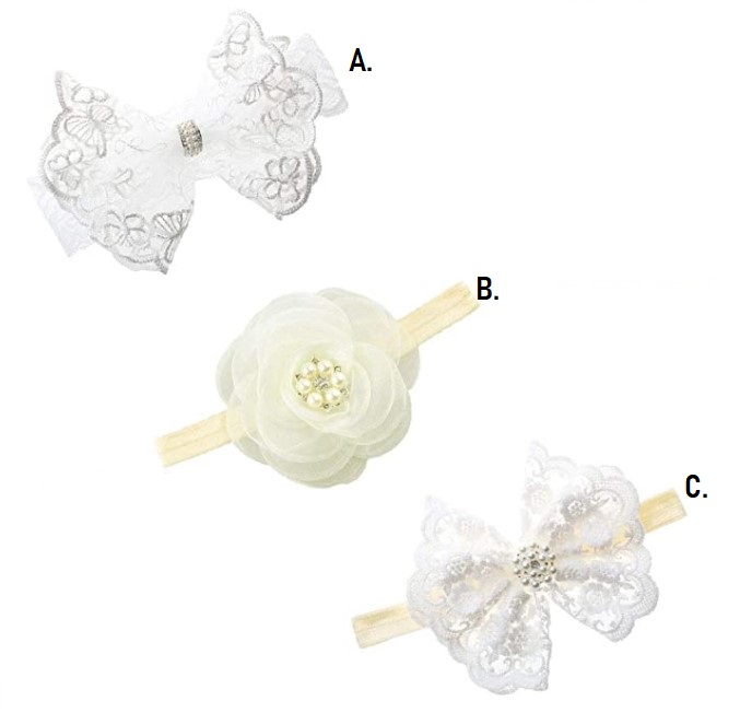 Vinchas elasticas de gasa con flores  / Venta Individual / REF-0403