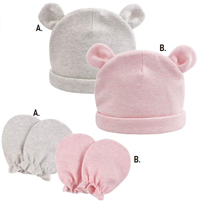 Gorro y guantes recién nacido de conejo de 0-6 meses / Venta Individual / REF-0411