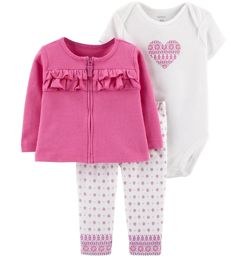 [16519810] 3-Piece Heart Cardigan Set - Baby Girl 24m sin pantalon
